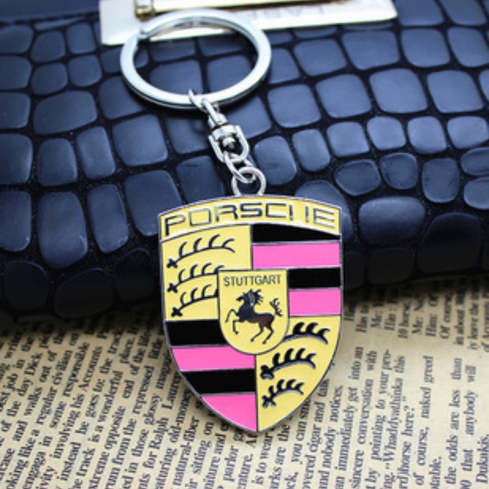 Porsche 911 Carrera Boxster Cayman OEM Keychain Shield Emblem Key Ring K…